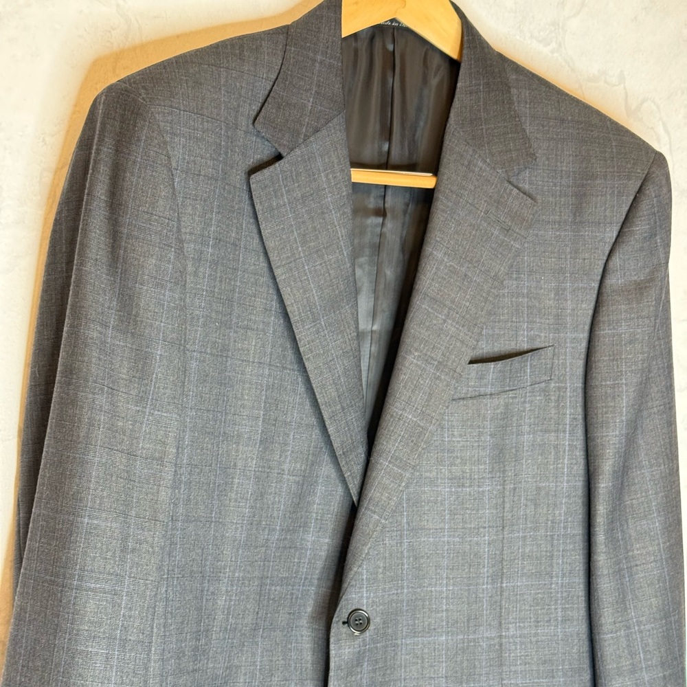 Canali wool grey windowpane plaid blazer jacket men's size 41R